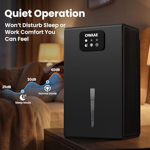OWAAE Dehumidifier for Home 1000 Sq Ft with Auto Shutoff Sleep Mode, Grey