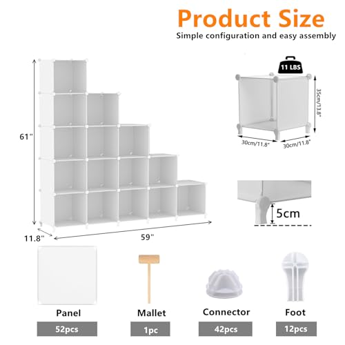 AWTATOS 16-Cube White Storage Organizer Shelf Closet System - DIY Modular Shelving