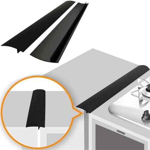 Linda¡¯s Essentials Silicone Stove Gap Covers (2 Pack), Heat Resistant Oven Gap Filler Seals Gaps Between Stovetop and Counter, Easy to Clean Stove Gap Guard (21 Inches, Black)