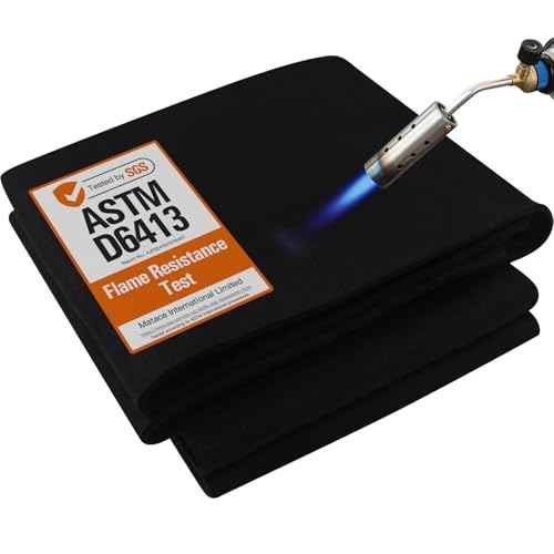 Matace 2 Pack 20x47 Inch Long Fireproof Welding Blanket & Pad, 5mm Thickened Fire Resistant Carbon Felt Cloth, Flame Retardant Fabric, Heat Shield for Soldering, Firepit, Grill Cover, Smoker, Black