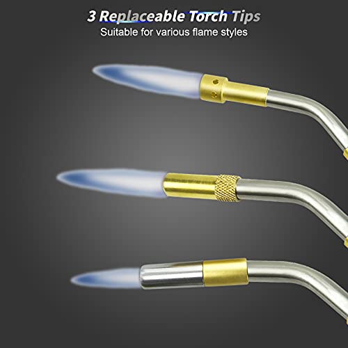 Propane Mapp Torch with 3 Nozzles, Swirl Flame Tip for All Soldering and Brazing Application, High Intensity Cast Handheld Trigger Start Torch, Mapp Gas Propane Head Heat Shrink Torch