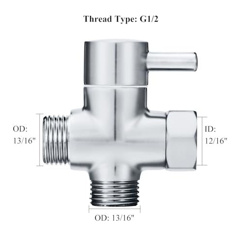 Sneatup Solid Brass 3-Way G1/2 Shower Diverter Chrome-Plated, Easy Install, Leak-Free