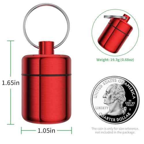 Ear Plug Carrying Case Keychain(2 Pack), Small Waterproof Metal Earplug Case Ear Plug Holder Container Great for Earplugs, Pills Case Pill Box and Jewelry Holder (Grey Red)