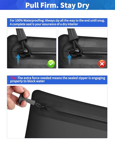 TUNROP Waterproof Document Bag 15.3x11.8" Zipper Pouch Black - IPX8 Submersible