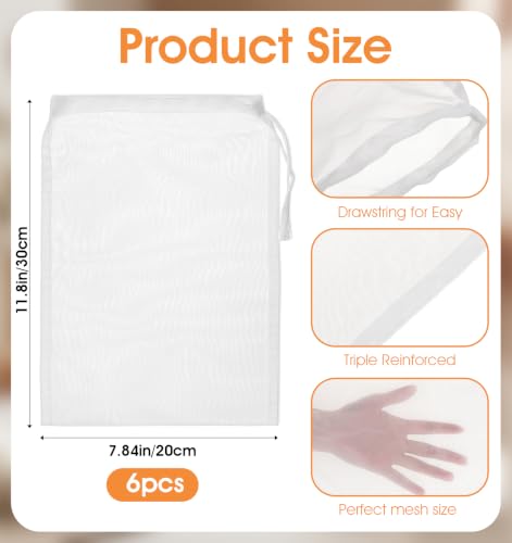 ValueBargain 6-Pack Nylon Strainer Bags for Juicing – 12x8 inch Mesh Cheese Cloth Bags