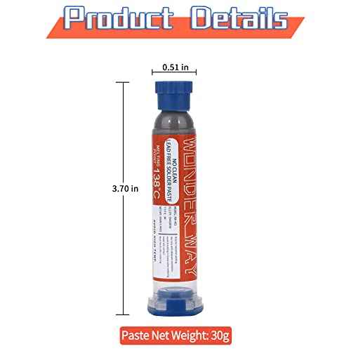 Wonderway Sn42/Bi58 T4 Lead Free Solder Paste No Clean, 138¡É Melting Point (30gx4packs)
