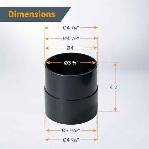 POWERTEC 70125V 4-Inch Pipe Hose Adapter, Quick Coupler for Workshop Dust Collection Fittings, ABS Plastic - 1 PK,Black