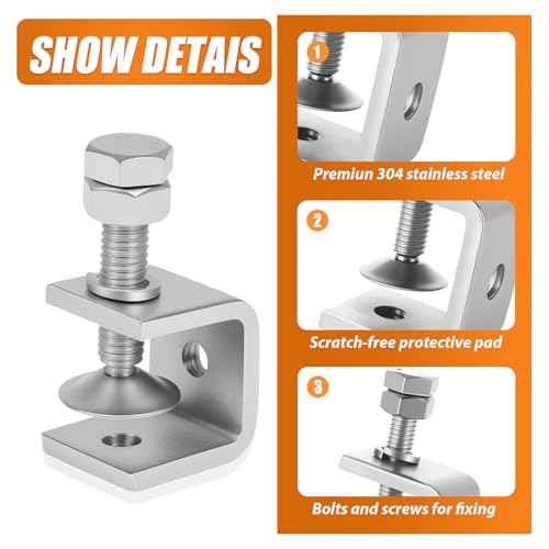 0.8 Inch C Clamps, 6 Pack 304 Stainless Steel C Clamps for Woodworking and Welding,Stable Wide Jaw Opening Tiger Clamp for Construction Household Mount(21mm)