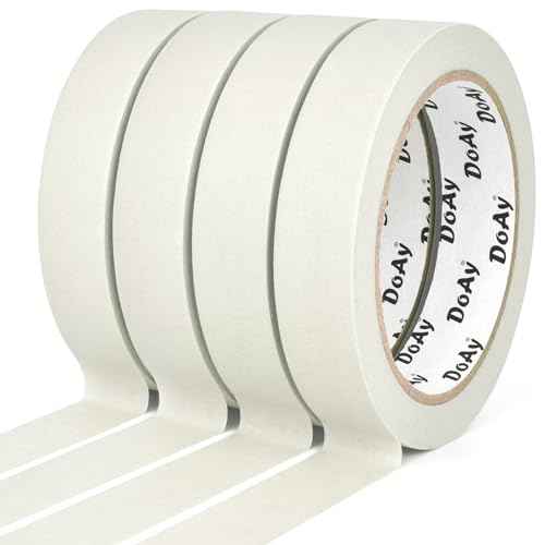 4 Pack White Masking Tape - Painters Tape 0.70 Inch Wide - Multi-Surface, Water Resistant, Indoor & Outdoor Use - 360FT Total - Artist Tape for Paint, Wall, Watercolor, DIY (#4010)