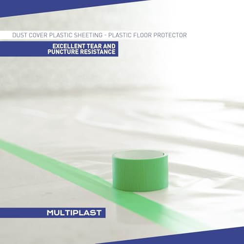 MULTIPLAST Drop Cloth Recycled Plastic SHEETING Professional-Quality Painters' Plastic SHEETING - SITE Protection 3 mil - 9 x 12 ft - Premium Quality Thickness