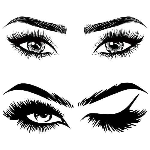 2 Pieces Eyes Wall Decal Big Eyes Wall Stickers Fashion Eyelash Sticker Women Beautiful Decals Decor for Living Room Bedroom (Classic Styles)