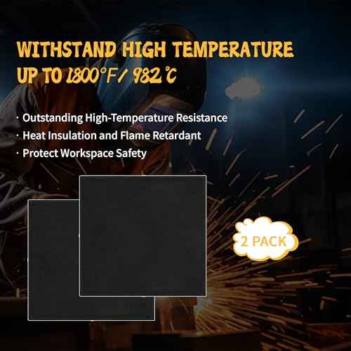 kaidun 8 mm 12'' x 12'' Sewing Edge Welding Blanket Fireproof 2 Pack, Flame Retardant Fabric Carbon Felt Pad Cloth for Brazing Plumbing, Heat Resistant Soldering Mat Fire Blankets for Welders Plumbers