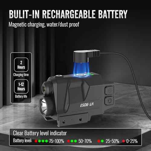 700 Lumens Red Laser Light Combo, Slidable Tactical Flashlight Compatible with Picatinny Rail,Magnetic Rechargeable (Red)