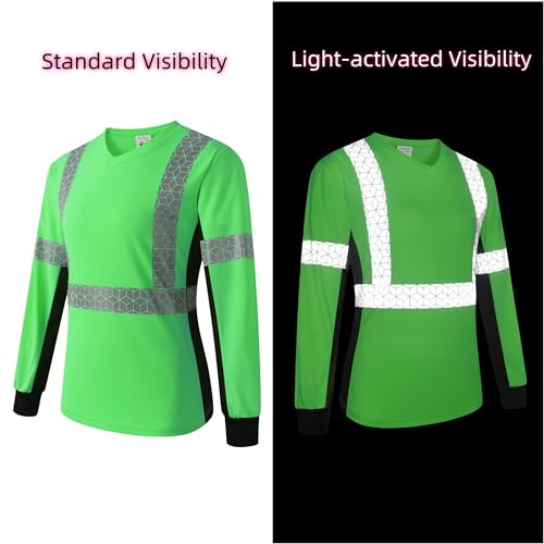Women Safety Shirt,High Reflective T Shirt for Woman with Unusual Reflective Pattern,Short Sleeve Breathable
