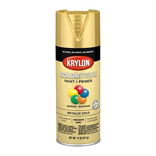 Krylon K05588007 COLORmaxx Spray Paint and Primer for Indoor/Outdoor Use, Metallic Gold, 11 Ounce (Pack of 1)