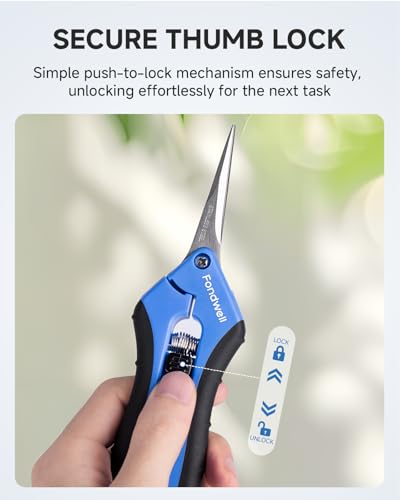 Fondwell 6.5-inch Micro-Tip Pruning Shears with Straight & Curved Blades, Silver