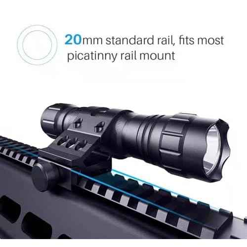 Tactical 1" Offset Picatinny Rail Mount for Flashlights for Outdoors