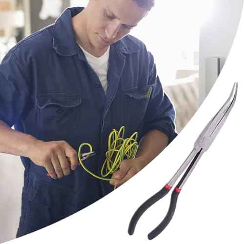 SYCOOVEN Long Reach Pliers, 11 Inches 45 Degree Angle Long Needle Nose Pliers, Automotive Electrical Tools for Narrow Spaces and Limited Areas (45 Degree)