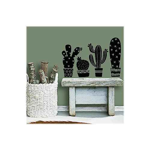 RoomMates RMK3648SCS Black Geo Cactus Peel and Stick Wall Decals