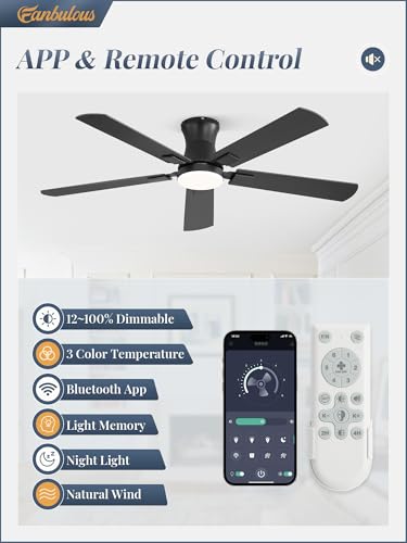 Fanbulous 52-Inch Black Ceiling Fan with Light, Remote & App Control