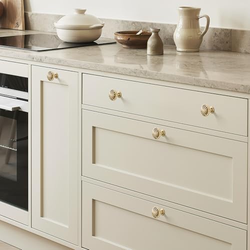 FAPUAL Brushed Gold Cabinet Knobs 10 Pack - Solid Zinc Drawer Pulls for Dressers & Cabinets