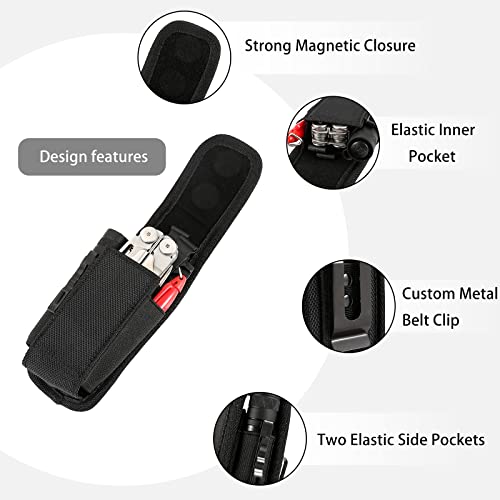 Multitool Sheath, Multitool Pouch, EDC Belt Organizer for Pen/Flashlight/Folding Knife, Knife Sheath fits 5" Multitools, Tactical Pocket Knife Holder, Small Belt Tool Pouch, Belt Pouches for Men