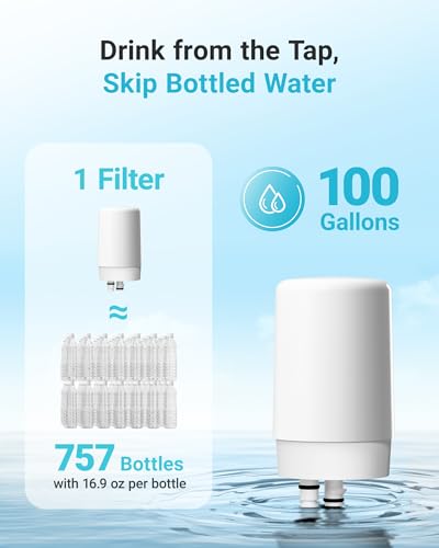 AQUA CREST 7027W Faucet Water Filter Replacement Pack - White, 2 Filters