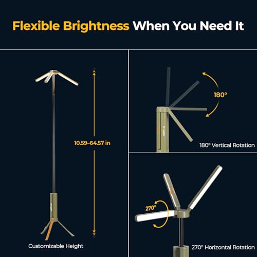 BougeRV Telescopic Camping Lantern 15600mAh Rechargeable Tent Light with Adjustable Brightness & Modes