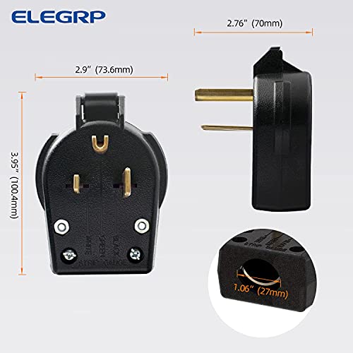 ELEGRP Heavy Duty NEMA 6-30P & 6-50P Angle Power Plug 30/50 Amp 250V, UL Listed