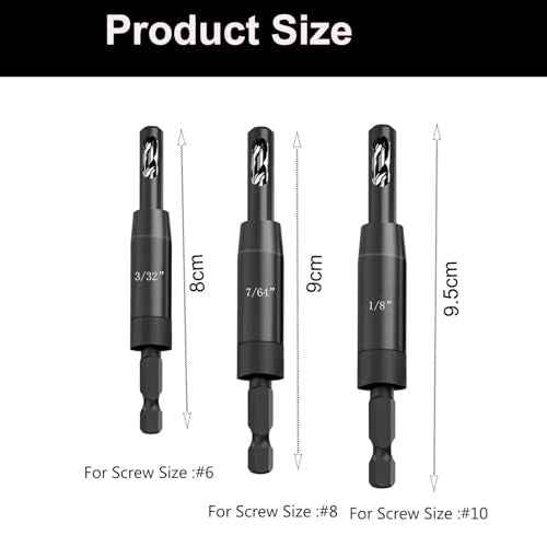 1/4" Hex Shank Self Centering Hinge Drill Bit Set 3/32",7/64",1/8" Clic-Change VIX Bit for Screw Size#6#8#10