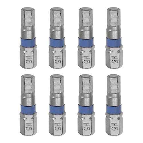 HARFINGTON 8pcs H5 Hex Screwdriver Bit 5mm 1/4" Hex Shank 1" Length S2 Steel Magnetic Power Drill Bits