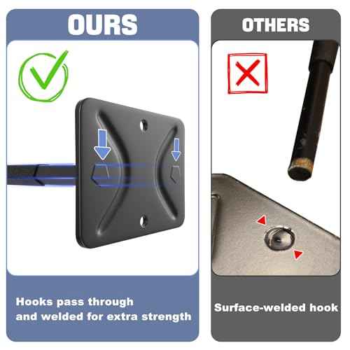 WALMANN Wall Mounted Garage Hooks, Heavy Duty 12-inch Tool Hooks for Hanging, Tool Hangers for Car Tires, Ladders, Folding Chairs, Strollers, Garden Tools (Pack of 4)