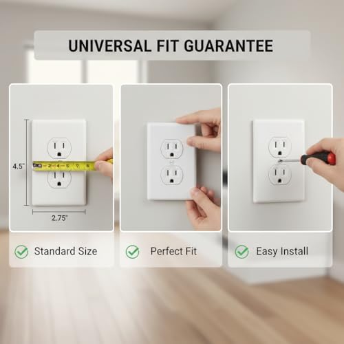 Bates Choice Duplex Wall Outlet Receptacle Wall Plate - White, 4.5 x 2.75 inches, Pack of 12 - Standard Size