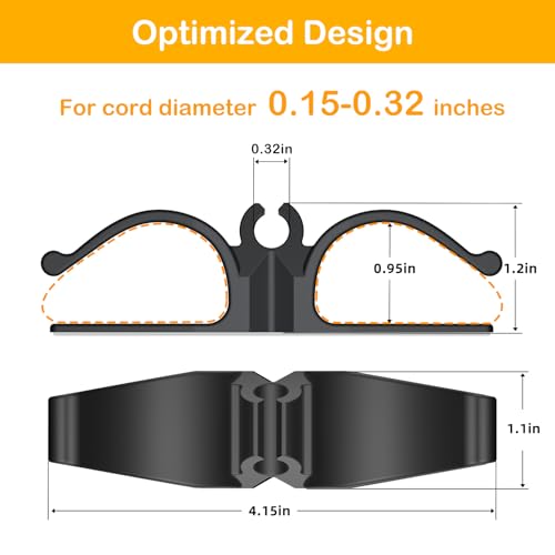 Cord Organizer for Kitchen Appliances 6Pcs Adhesive Cord Holder (2 Black, 2 White, 2 Grey) Daisyhome