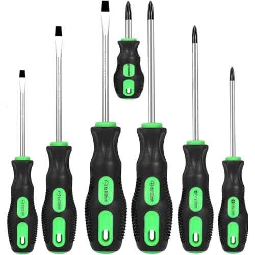 7-Piece Magnetic Screwdrivers Set, 4 Phillips and 3 Flat, Professional Cushion Grip Screwdriver Set