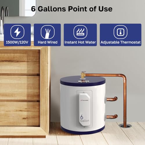 ThermoMate ESB-6.0 Gallon Point of Use Electric Water Heater 1500W Compact Tank