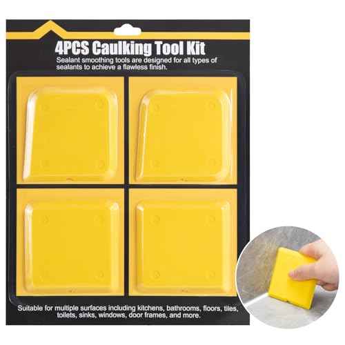 Silicone Caulking Tool Kit, 4 Pieces Caulk Tool Set of Caulk Finishing Tool Grout Sealer Applicator Caulk Smoothing Tool for Kitchen Shower Room & Bathroom Caulk,Compatible with Caulk Remover Tool