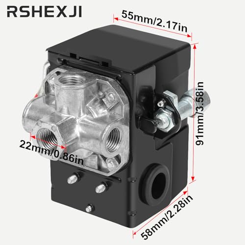 Air Compressor Pressure Switch FB10-4H, 4 Port 1/4" NPT, 95-120 PSI Pressure Control Switch for Air Compressor Parts Replacement, Central Pneumatic, Husky, Campbell Hausfeld Compatible