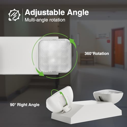 FREELICHT 4 Pack Emergency LED Lights with 90-Minute Battery Backup - Square Heads for Business & Home Safety