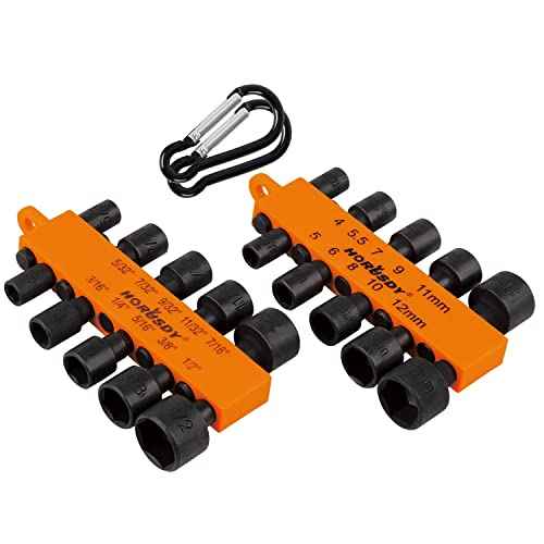 HORUSDY 22-Piece Power Nut Driver Set for Impact Drill, SAE and Metric, 1/4¡± Nut Driver Hex Keys, Hex Head Drill Bit Set