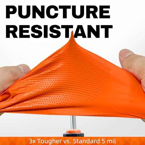 Beastek Nitrile Disposable Gloves, 8Mil Latex & Powder Free Chemical Resistant Heavy Duty Cooking Diamond Glove Orange 50 Pcs