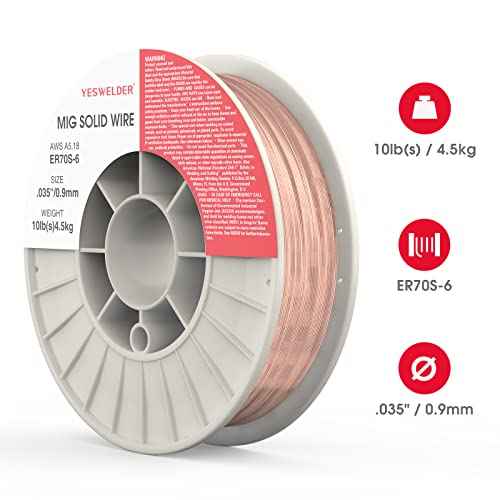 YESWELDER ER70S-6 MIG Wire, Solid Carbon Steel .035-Inch Diameter 10-Pound, High Feedability Strong ABS Plastic Spool Welding Wire