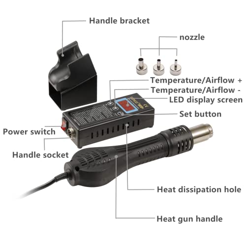 8858+ 110V 680W SMD Hot Air Gun Hot Air Welder Rework Station Soldering Station 3 Nozzles Mobile Phone Repair Tool