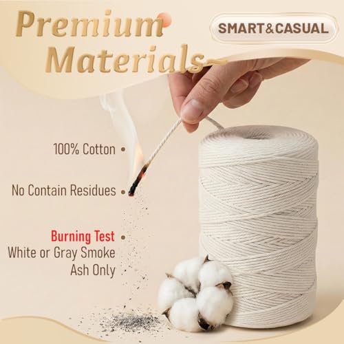 SMART&CASUAL Natural White Cotton Butcher Twine 700 Feet - Food-Grade Kitchen & Crafts