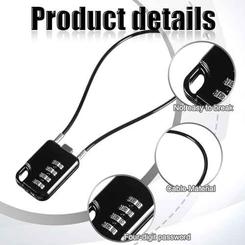 2 PCS Compact Design Resettable 4-Digit Combination Padlock with 12 Inches Long Cable, Small Cable Locks with Combination Durable Stainless Steel Cables Combo Lock Multipurpose Lock for Suitcase, Gym