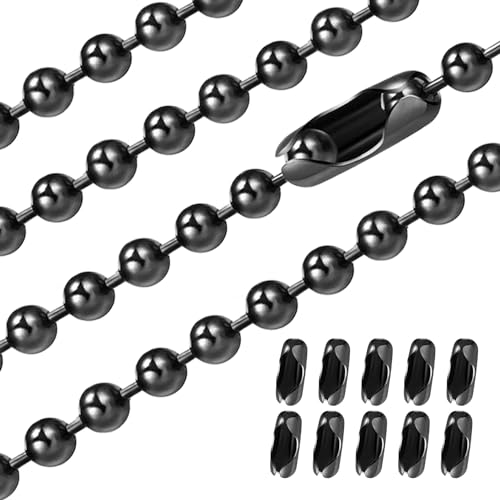 3mm Black Ceiling Fan Pull Chain Extension 120in with 20 Connectors - Dotlite