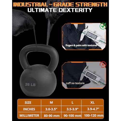 9mil Heavy Duty Disposable Nitrile Gloves -Chemical Resistant,Latex Free Rubber Guantes Diamond Texture for Mechanic