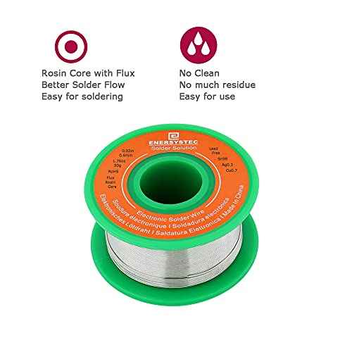 Solder Wire Rosin Core No Lead Electrical Solder Wire Thin 0.6mm 50g Fine Solder with Flux 2.5 PB Free Sn99 Ag0.3 Cu0.7 Flow 0.11lb Electronics Soldering DIY Repair Tiny Solder