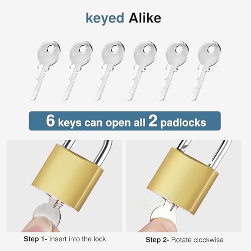 Puroma 2-Key Padlocks 32mm with 6 Keys - Luggage, Locker & School Lock