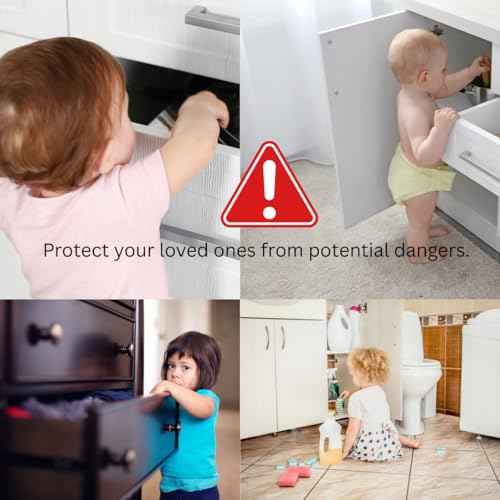 Child Safety Cabinet Locks (6 Pack) ? Adjustable Baby Proofing Strap Latches with Strong 3M Adhesive ? No Drill Childproof Locks for Drawers, Cabinets, Fridge, Door, Closet, Brown